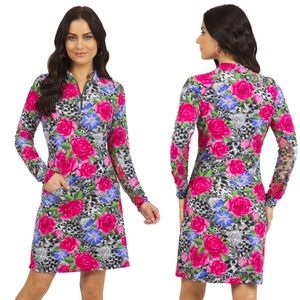 IBKUL Dress Jovanna Animal Print Mob Wife Victorian Performance Stretch XS XL